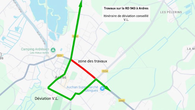 Ardres : attention des travaux sont prévus la semaine prochaine sur la RD 943.