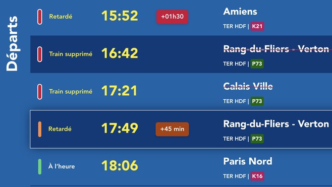 SNCF : Circulation des trains arrêtée ce jeudi soir entre Boulogne et Rang-du-Flier