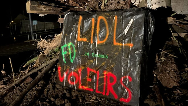 Pas-de-Calais : les agriculteurs déversent du fumier devant les magasins LIDL