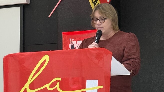 À Calais, Séverine Vasseur réélue secrétaire générale des hospitaliers CGT.