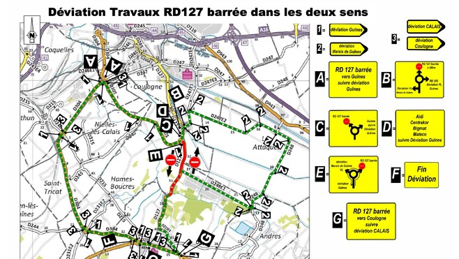 Hames-Boucres : la route de Guînes (D127) fermée jusqu’au 27 février pour travaux