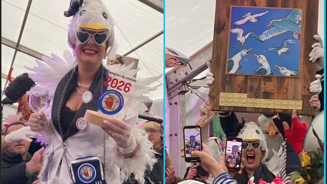 Maître Mouette & Chandon, championne du monde du cri de la mouette 2026 !