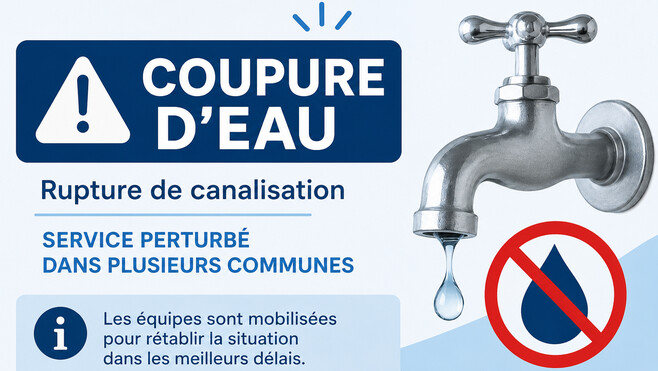 Rupture de canalisation dans l'audomarois et les Flandres : plusieurs communes privées d'eau potable ce samedi