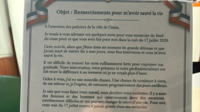 Calais : « Merci d’avoir été là »… un homme remercie les policiers qui lui ont sauvé la vie