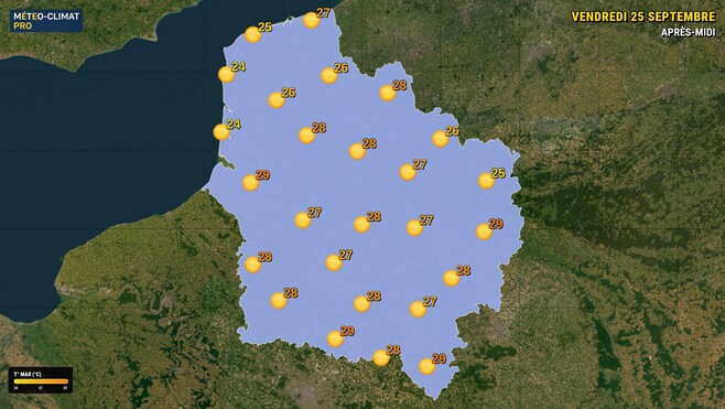 Météo : plein soleil et jusqu’à 29°C ce vendredi dans la région
