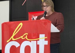 À Calais, Séverine Vasseur réélue secrétaire générale des hospitaliers CGT.