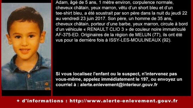 Alerte enlèvement de Adam.