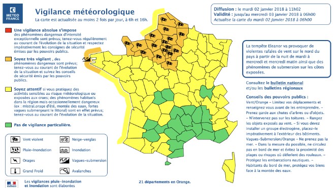 Alerte orange aux vents violents et vague submersion