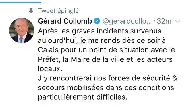 Gérard Collomb le ministre de l'intérieur vient à Calais ce soir !