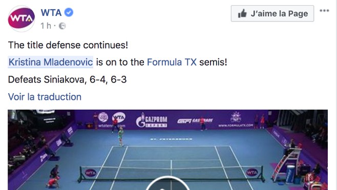 La nordiste Kristina Mladenovic a retrouvé le chemin des victoires...