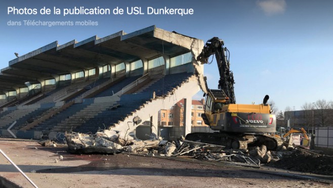 A Dunkerque la tribune populaire du Stade Tribut disparait...