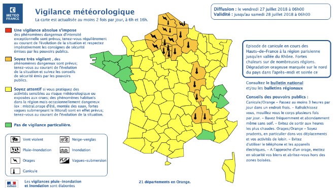Vigilance orange à la canicule et aux orages 