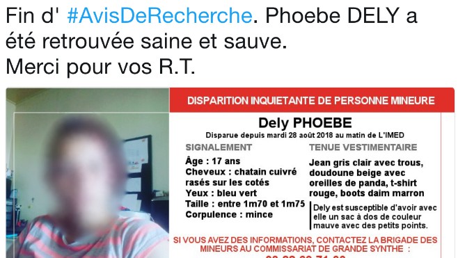 Dunkerque : Phoebe Dely a été retrouvée saine et sauve
