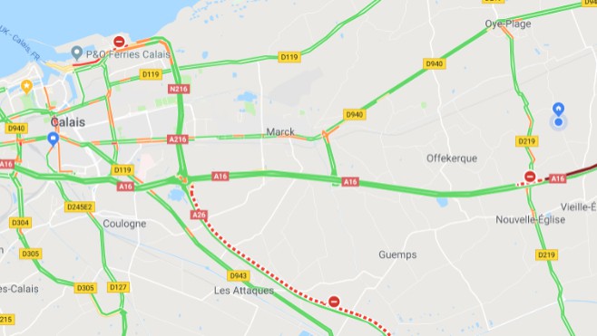 A16 : la circulation reprend progressivement entre Vieille-Eglise et Calais.