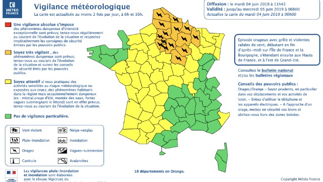 Les Hauts-de-France placés en vigilance ORANGE aux orages