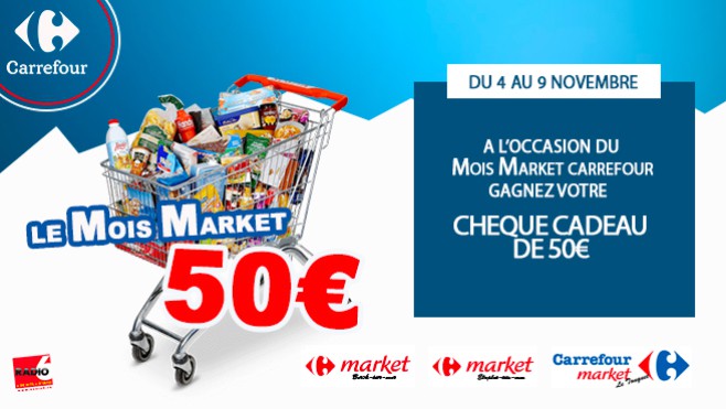 Gagnez votre bon d'achat de 50€ avec Carrefour Market à Berck, Etaples et au Touquet