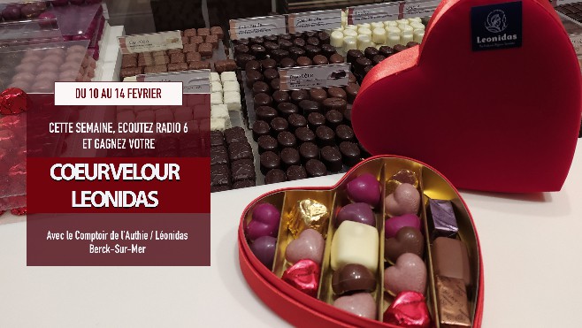 Saint Valentin - gagnez votre coeur velour composé de chocolats Léonidas avec le Comptoir de l'Autre / Léonidas à Berck