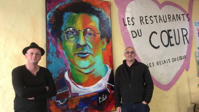 Un tableau de Coluche pour les Restos du Cœur de Boulogne !