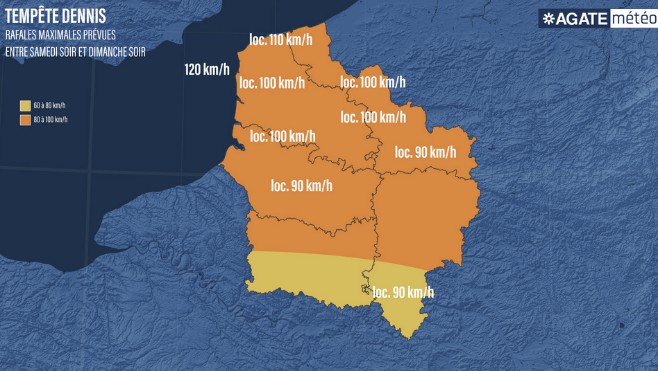 La tempête Dennis arrivera dans la région entre samedi soir et dimanche soir selon Agate France