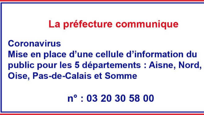 Coronavirus : une cellule d'information du public en Hauts de France !