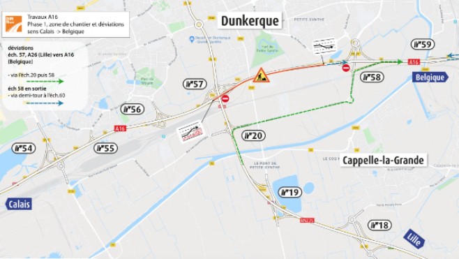 L’A16 et la RN225 en travaux pour deux mois dans le dunkerquois !