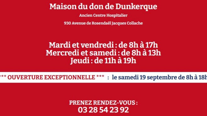 Donnez votre sang samedi à Dunkerque
