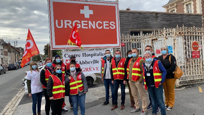 CH Abbeville: la CGT a mené une action de grève ce jeudi matin 