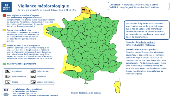 Le Pas-de-Calais en alerte orange pluie-inondation