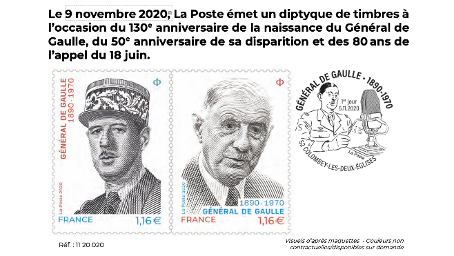 Un nouveau diptyque de timbres à l'éffigie du Général De Gaulle