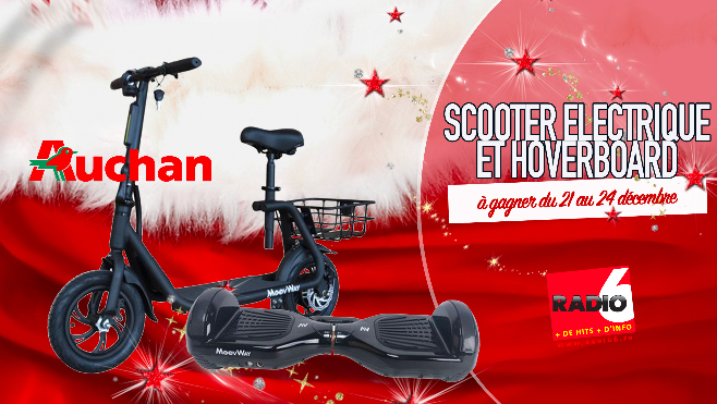 Grand Jeu de Noël - Scooter électrique jaune et Hoverboard à gagner 