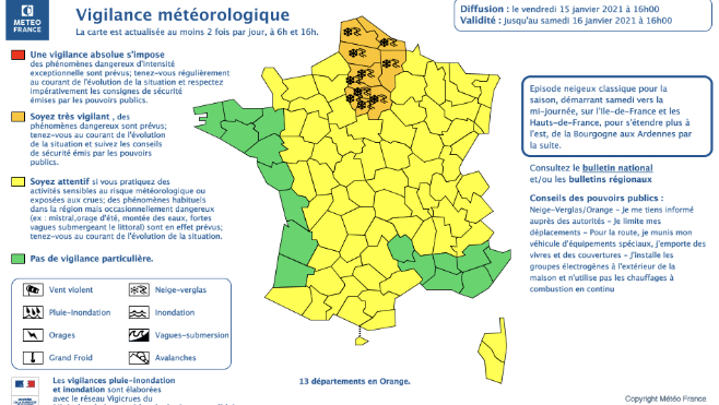 Les Hauts-de-France en alerte orange neige-verglas à partir de samedi matin