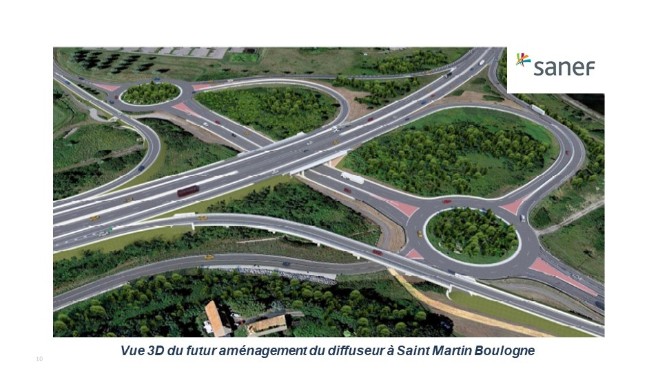 Echangeur A16/RN42 : une circulation presque normale sous le pont à l'été 2022.