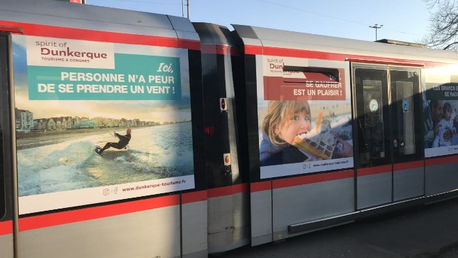 La destination Dunkerque s'affiche sur le tramway de Lille et à Bruxelles