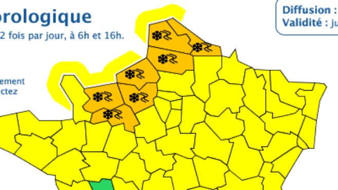 Le Nord, le Pas-de-Calais et la Somme en vigilance orange neige-verglas vendredi
