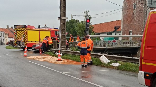 Plus de peur que de mal ce matin après un accident à Looberghe.