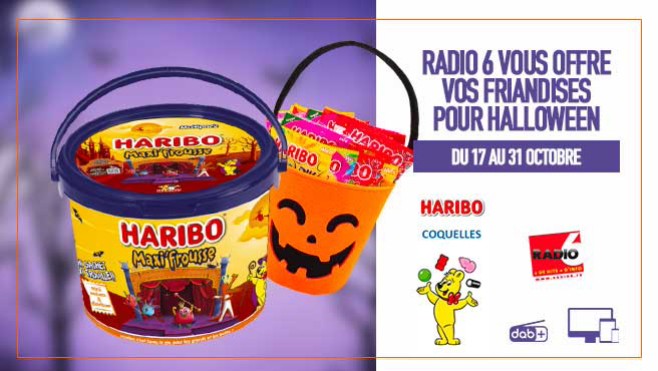 Radio 6 et la boutique Haribo Coquelles vous offrent vos friandises pour Halloween.