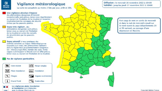 Le Pas-de-Calais, la Somme et le Nord en vigilance jaune