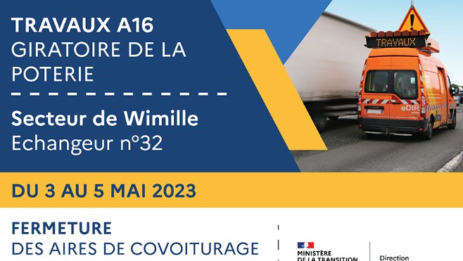 A16: des travaux au giratoire de la Poterie à Wimille jusqu'au 5 mai