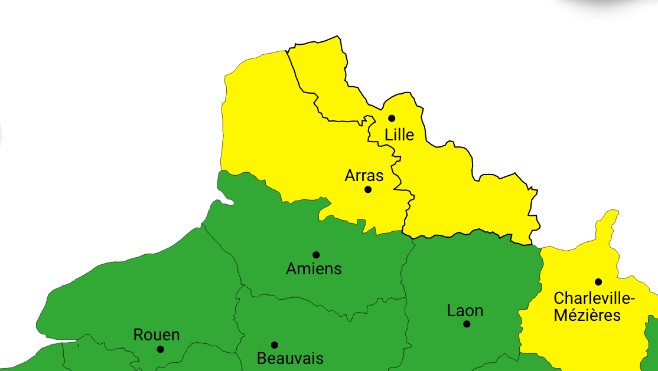 Le Nord et le Pas-de-Calais en vigilance jaune pluie-inondation ce jeudi matin
