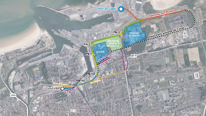 Le tracé par le nord retenu pour la Voie mère à Calais