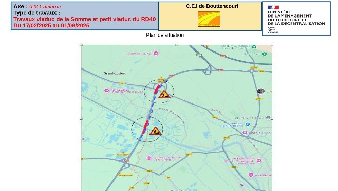 A Abbeville, des travaux ont débuté sur le viaduc de la Somme de l'A28 pour 6 mois.