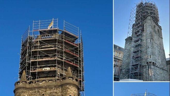 Boulogne sur mer : un échafaudage sur le beffroi de l'hôtel de ville jusque fin mars.