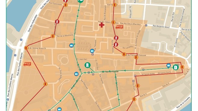 Carnaval de Dunkerque : le parcours de la bande des pêcheurs dimanche après-midi.