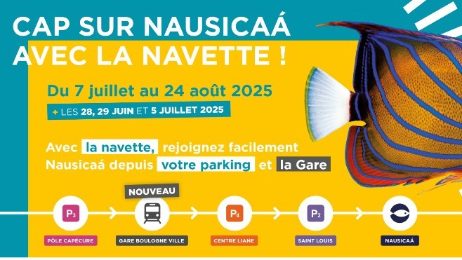 A Boulogne sur mer, la navette Nausicaà, gratuite, desservira trois parkings et la gare SNCF.
