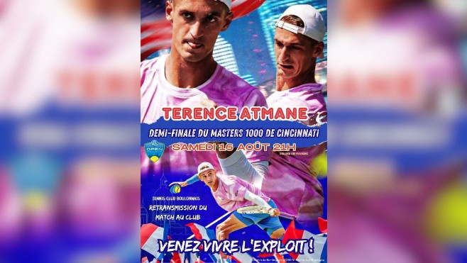 Boulogne: le Tennis Club va retransmettre la demi-finale de Terence Atmane