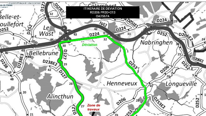 Attention travaux et déviation dès la semaine prochaine à Alincthun