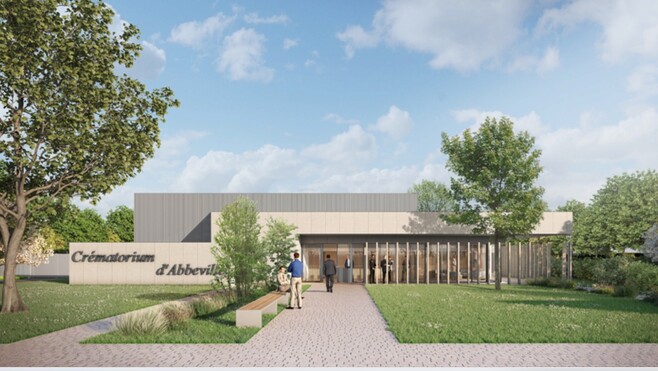 À Abbeville, la première pierre du futur crématorium a été posée lundi.