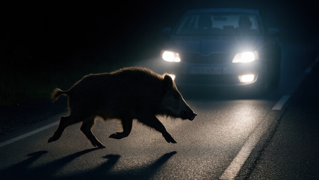 10 sangliers font irruption sur la rocade d'Amiens ! 
