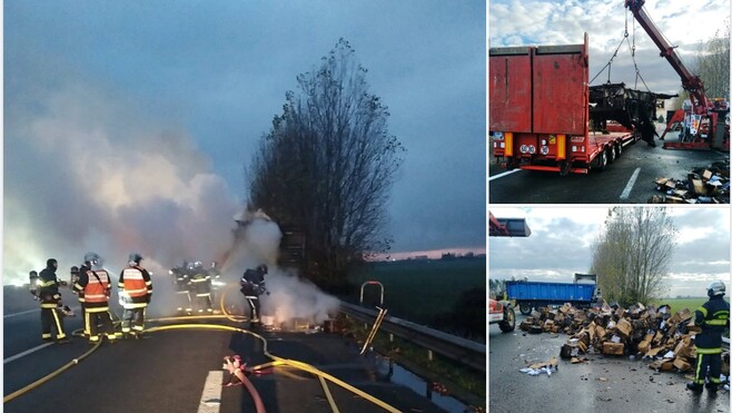 Après un feu de camion près de Bailleul, l'A25 rouverte mais la vitesse est limitée à 90km/h