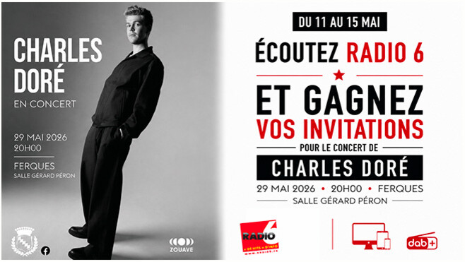 Radio 6 vous offre vos places pour le concert de Charles Doré à Ferques le 29 mai